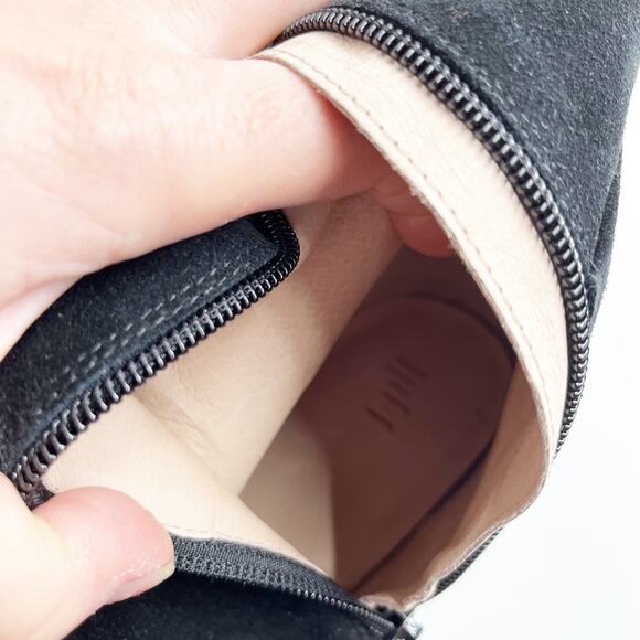 J. Jill Suede Leather Pull On Block Heel Square Toe Mid-Calf High Boots Black 7 - Picture 8 of 10